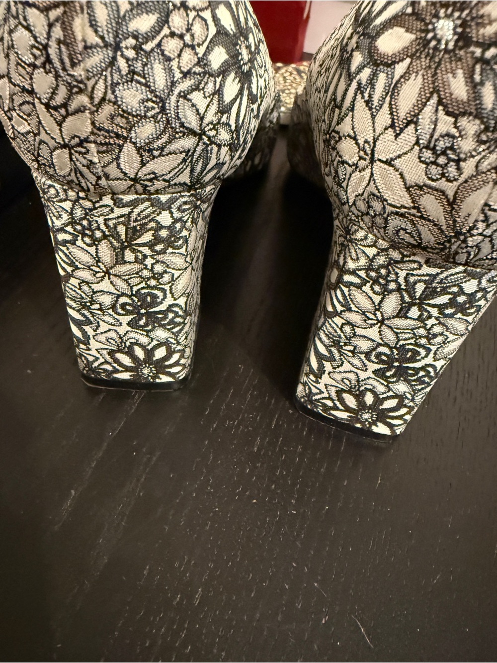 Marc Fisher Black and Cream Floral Pointed-Toe Pumps - Picture 2 of 2